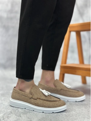 Ba0005 Bağcıksız Yüksek Taban Klasik Keten Hardal Püsküllü Erkek Ayakkabı Erkek Klasik Ayakkabı