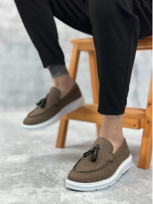 Ba0005 Bağcıksız Yüksek Taban Klasik Keten Kahverengi Püsküllü Erkek Ayakkabı Erkek Klasik Ayakkabı