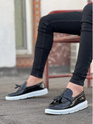 Ba0005 Bağcıksız Yüksek Taban Klasik Rugan Kemerli Püsküllü Corcik Erkek Ayakkabı Erkek Klasik Ayakkabı