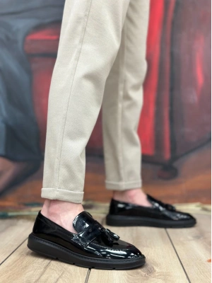 Ba0005 Bağcıksız Yüksek Taban Klasik Rugan Kemerli Püsküllü Erkek Ayakkabı Erkek Klasik Ayakkabı