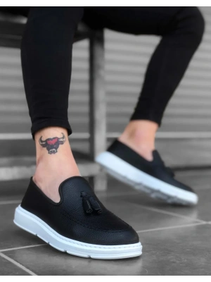 Ba0005 Bağcıksız Yüksek Taban Siyah Beyaz Klasik Püsküllü Corcik Erkek Ayakkabı Erkek Klasik Ayakkabı