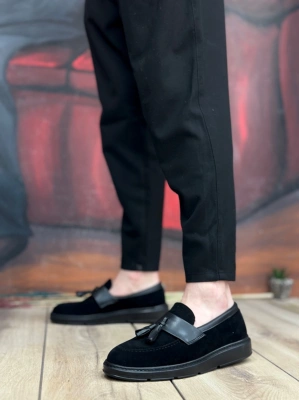 Ba0005 Bağcıksız Yüksek Taban Siyah Kemerli Klasik Püsküllü Corcik Erkek Ayakkabı Erkek Klasik Ayakkabı