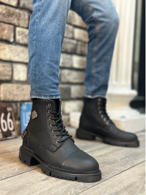 Ba0080 Kartal Fermuarlı Tokalı Siyah Erkek Klasik Spor Klasik Yarım Bilek Bot Erkek Klasik Ayakkabı