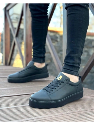 BA0104 Bağcıklı Siyah Cilt  Spor Klasik Erkek Ayakkabı