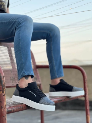 Ba0104 Bağcıklı Siyah Ekose Süet Beyaz Taban Spor Klasik Erkek Ayakkabı Erkek Klasik Ayakkabı