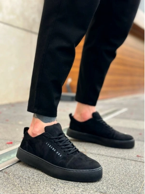 BA0104 Bağcıklı Siyah Süet Spor Klasik Erkek Ayakkabı