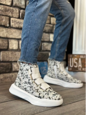 Ba0142 Bantlı Erkek Yüksek Taban Gazete Spor Erkek Bot