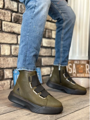 BA0142 Bantlı Erkek Yüksek Taban Haki Spor Bot