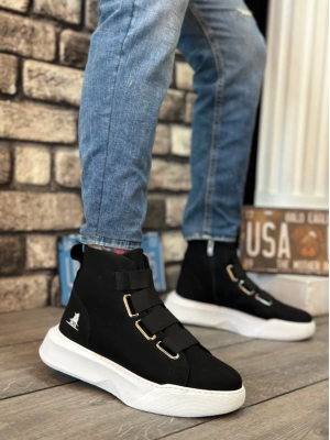 Ba0142 Bantlı Erkek Yüksek Taban Siyah Spor Erkek Bot