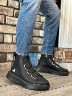 Ba0142 Bantlı Erkek Yüksek Taban Siyah Tabanlı Spor Erkek Bot