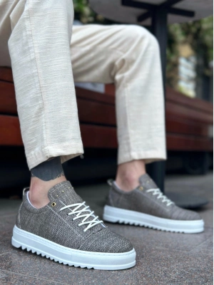 BA0152 Bağcıklı Yüksek Taban Kahve Kırçıllı Erkek Ayakkabı