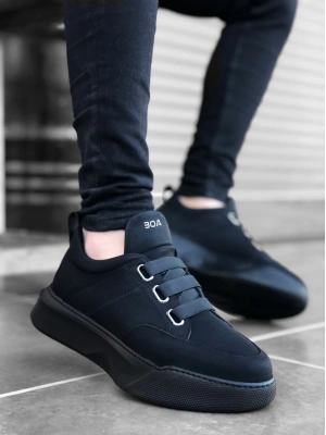 Ba0160 Bantlı Erkek Yüksek Taban Siyah Erkek Spor Ayakkabı