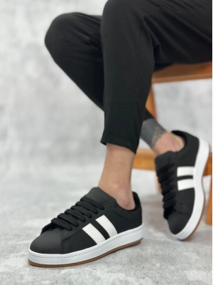 Ba0235 Boa İki Çizgili Siyah Cilt Erkek Erkek Günlük Ayakkabı