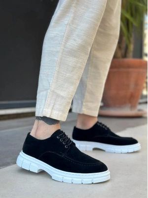 BA0237 Bağcıklı Klasik Yüksek Taban Siyah Süet Casual Erkek Ayakkabı