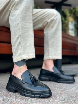 BA0240 Püsküllü Cilt Klasik Yüksek Taban Casual Erkek Ayakkabı