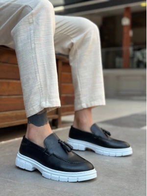 Ba0240 Yüksek Taban Klasik Parlak Püsküllü Cilt Siyah Erkek Ayakkabı Erkek Klasik Ayakkabı