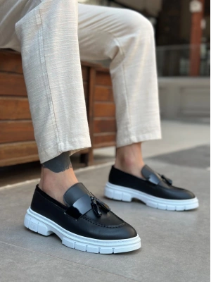 Ba0240 Yüksek Taban Klasik Parlak Püsküllü Siyah Erkek Ayakkabı Erkek Klasik Ayakkabı