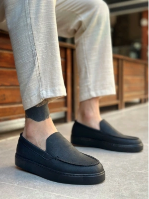 BA0241 Bağcıksız Siyah Taban Cilt Erkek Ayakkabı