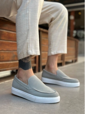 BA0241 Bağcıksız Yüksek Taban Gri Süet Erkek Ayakkabı