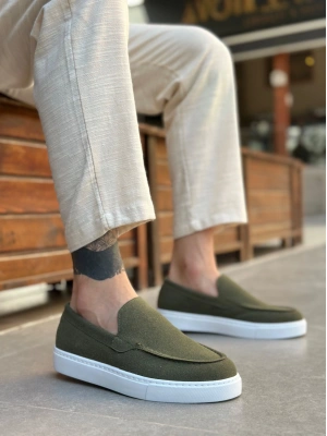 BA0241 Bağcıksız Yüksek Taban Haki Süet Erkek Ayakkabı