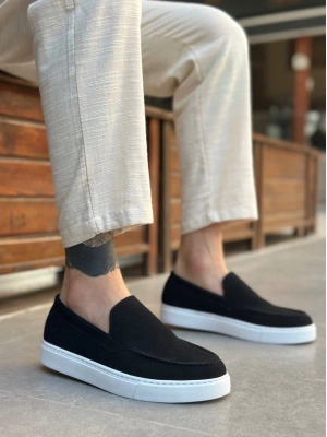 BA0241 Bağcıksız Yüksek Taban Siyah Süet Erkek Ayakkabı