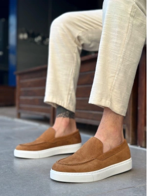 BA0241 Bağcıksız Yüksek Taban Taba Süet Erkek Ayakkabı