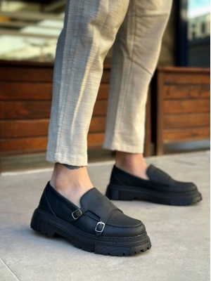 BA0242 Tokalı Klasik Yüksek Siyah Taban Erkek Ayakkabı