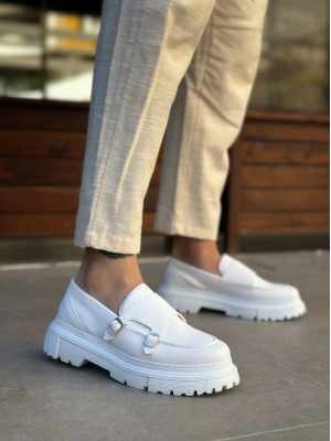 BA0242 Tokalı Klasik Yüksek Taban Beyaz Erkek Ayakkabı