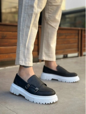 BA0242 Tokalı Klasik Yüksek Taban Siyah Erkek Ayakkabı