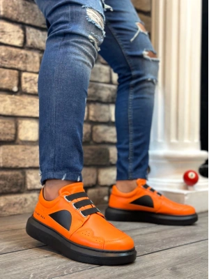 Ba0302 Boa Kalın Taban Bağcıksız Tarz Casual Turuncu Erkek Ayakkabı Erkek Günlük Ayakkabı