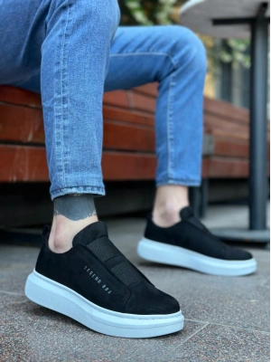 Ba0307 Boa Kalın Süet Çift Bant Siyah Beyaz Taban Erkek Ayakkabı Erkek Günlük Ayakkabı