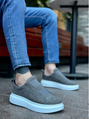 Ba0307 Boa Kalın Süet Yüksek Taban Çift Bant Gri Erkek Ayakkabı Erkek Günlük Ayakkabı