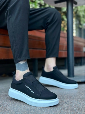 Ba0307 Boa Kalın Yüksek Taban Çift Bant Siyah Beyaz Erkek Ayakkabı Erkek Günlük Ayakkabı