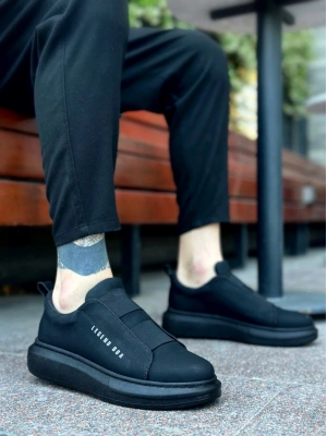 Ba0307 Boa Kalın Yüksek Taban Çift Bant Siyah Erkek Ayakkabı Erkek Günlük Ayakkabı