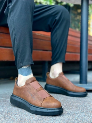 Ba0307 Boa Kalın Yüksek Taban Çift Bant Taba Siyah Erkek Ayakkabı Erkek Günlük Ayakkabı