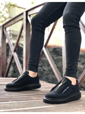 Ba0310 Boa Kalın Yüksek Taban Fermuarlı Siyah Siyah Erkek Ayakkabı Erkek Günlük Ayakkabı