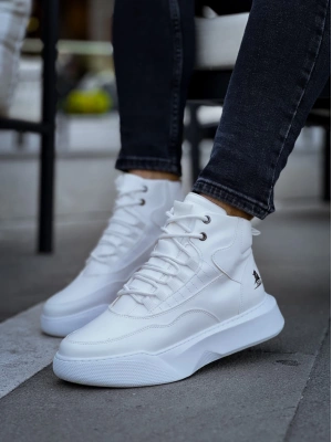 Ba0318 Bağcıklı Erkek Yüksek Taban Beyaz Spor Erkek Bot