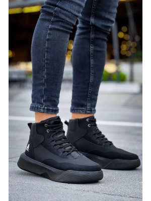 Ba0318 Bağcıklı Erkek Yüksek Taban Siyah Taban Spor Erkek Bot