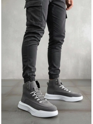 BA0321 Gizli Bağcıklı Erkek Füme Beyaz Taban Spor Bot