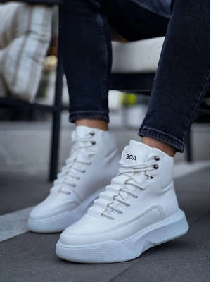 Ba0321 Gizli Bağcıklı Erkek Yüksek Taban Beyaz Spor Erkek Bot