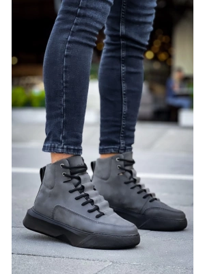 Ba0321 Gizli Bağcıklı Erkek Yüksek Taban Füme Spor Erkek Bot