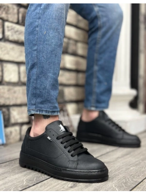Ba0323 Boa Kalın Tırtık Yüksek Siyah Taban Siyah Bağcıklı Spor Erkek Ayakkabı Erkek Günlük Ayakkabı
