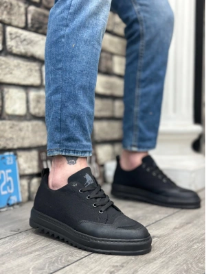 Ba0328 Boa Kalın Yüksek Taban Smile Desenli Siyah Spor Erkek Ayakkabı Erkek Günlük Ayakkabı