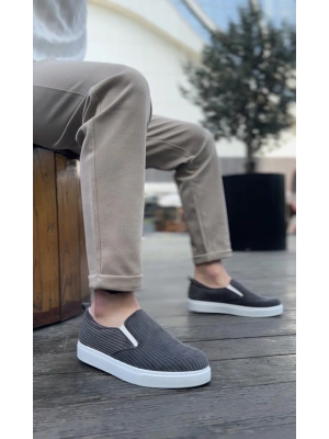 Ba0339 Bağcıksız Kadife Gri Beyaz Taban Günlük Erkek Ayakkabı Erkek Günlük Ayakkabı