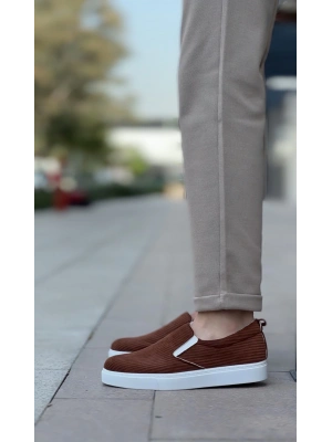 Ba0339 Bağcıksız Kadife Kahverengi Beyaz Taban Günlük Erkek Ayakkabı Erkek Günlük Ayakkabı