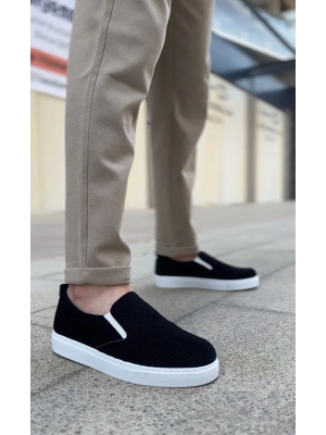 Ba0339 Bağcıksız Kadife Siyah Beyaz Taban Günlük Erkek Ayakkabı Erkek Günlük Ayakkabı