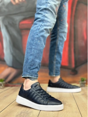 Ba0348 İçi Dışı Hakiki Deri Bağcıklı Lacivert Casual Erkek Ayakkabı Erkek Günlük Ayakkabı