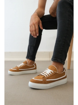 Ba0351 Boa Bağcıklı Deri Tozu Günlük Taba Renk Erkek Spor Ayakkabı