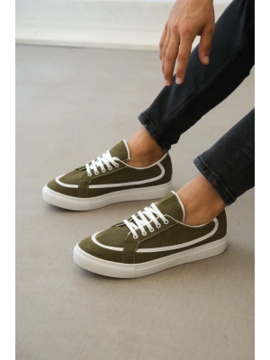 Ba0351 Boa Bağcıklı Deri Tozu Günlük Yeşil Renk Erkek Spor Ayakkabı