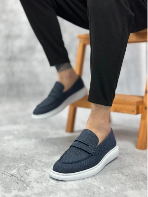 Ba0355 Bağcıksız Keten Lacivert Klasik Corcik Erkek Ayakkabı Erkek Klasik Ayakkabı